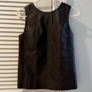 Vince top, buttery leather and silk black sleeveless top sz 4